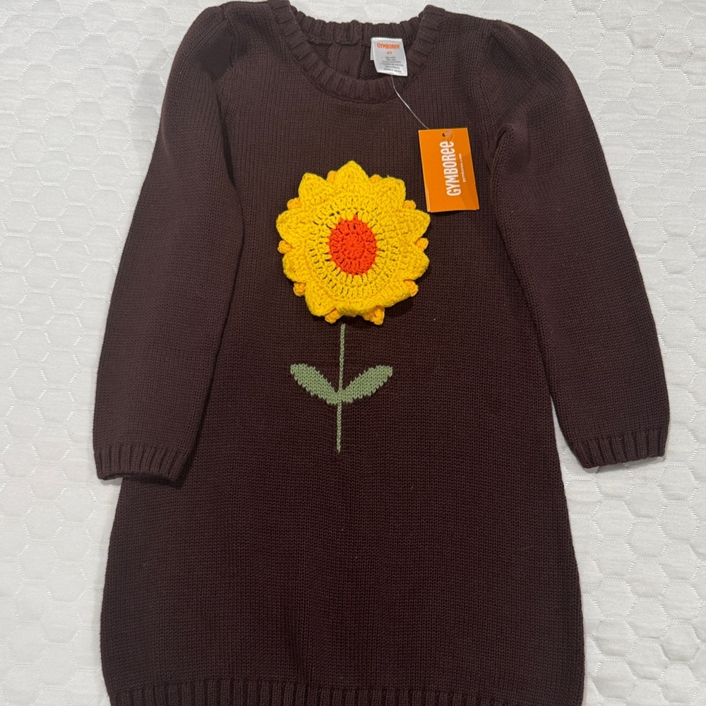 Gymboree Chocolate Knit Dress with Bright Sunflower